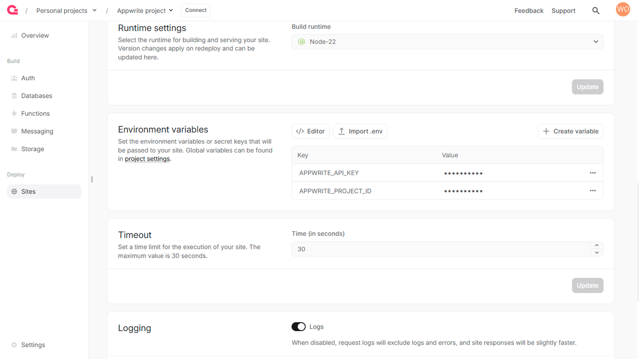 Environment variables